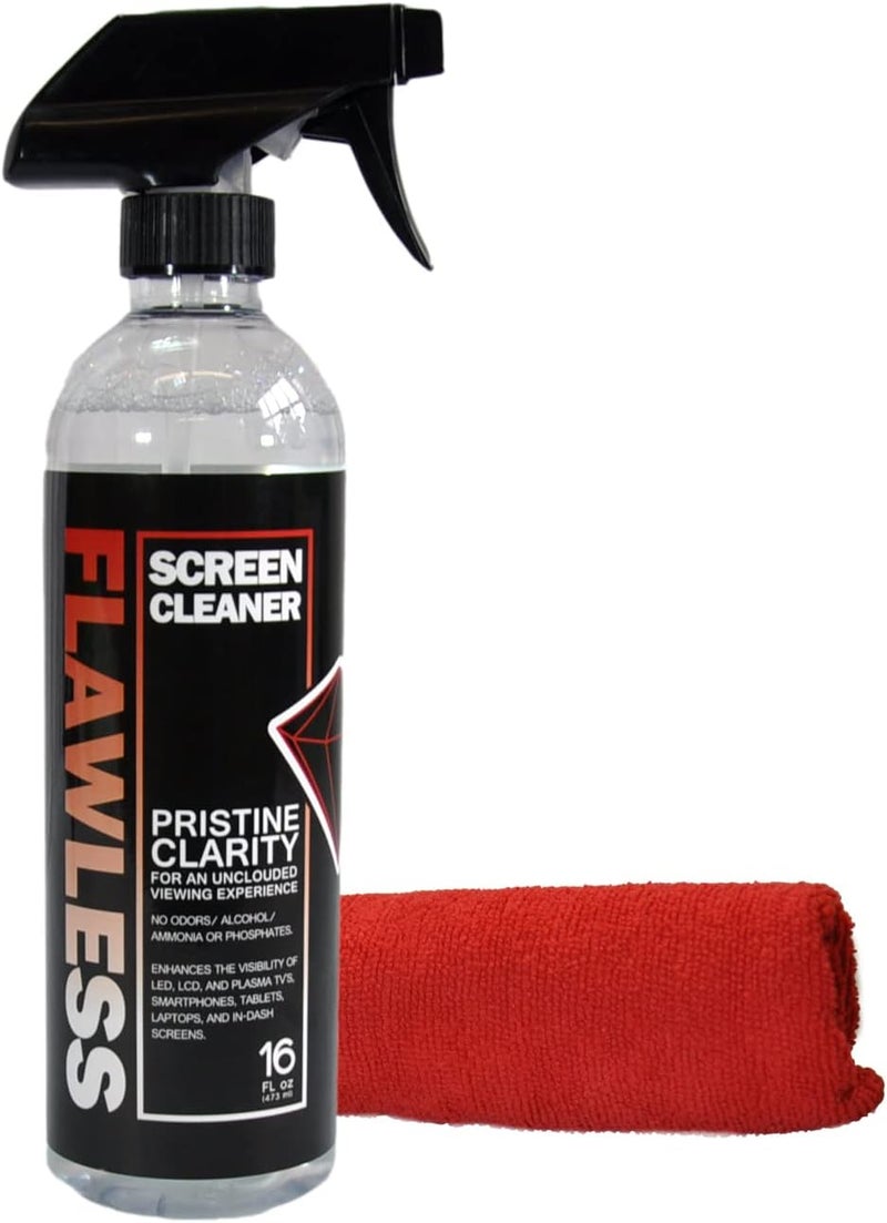 Flawless Screen Cleaner Spray with Microfiber Cleaning Cloth for LCD, LED Displays on Computer, TV, iPad, Tablet, Phone, and More (Single) - Image 1